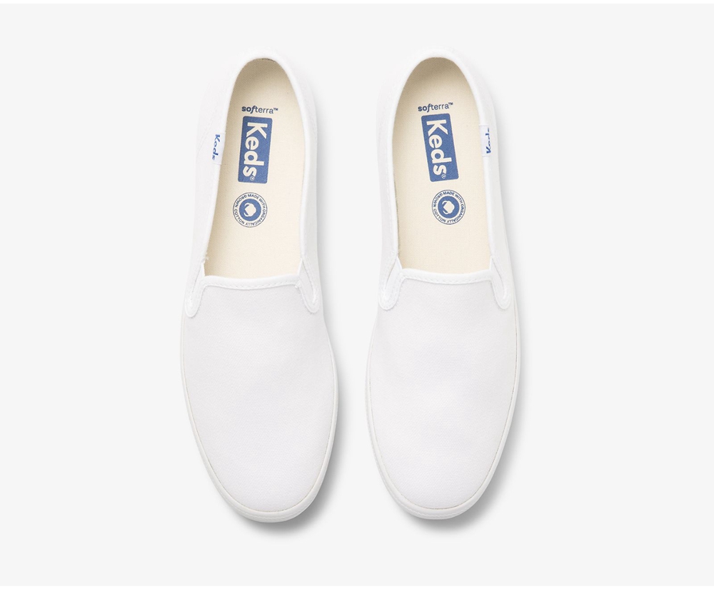 Slip On Γυναικεια - Keds Champion Slip On Organic Cotton Καμβας - Λευκα - VDZWH7598